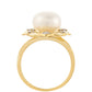 Anillo de Plata Bañada en Oro con Perla Barroca Cultivada de Agua Dulce y Topacio Blanco