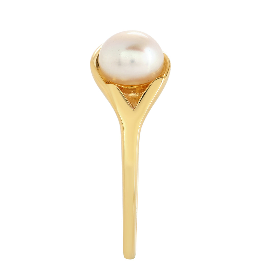 Anillo de Plata Bañada en Oro con Perla Barroca Cultivada de Agua Dulce 4 