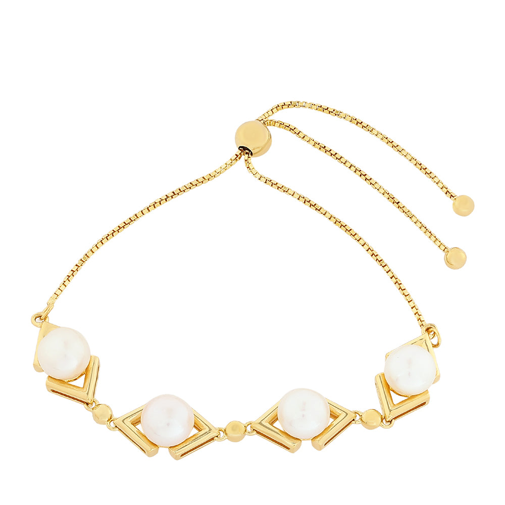Pulsera de Plata Bañada en Oro con Perla Barroca Cultivada de Agua Dulce