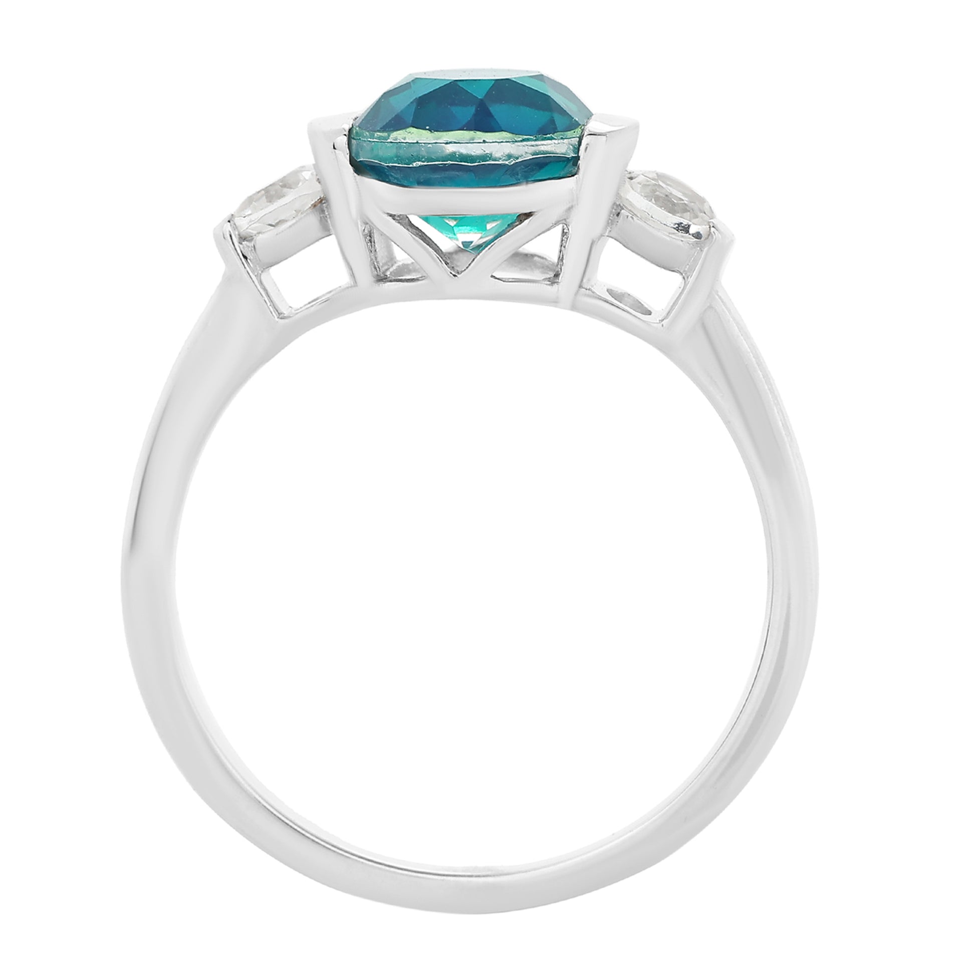 Anillo de Plata con Cuarzo Pavo Real y Topacio Blanco 6 