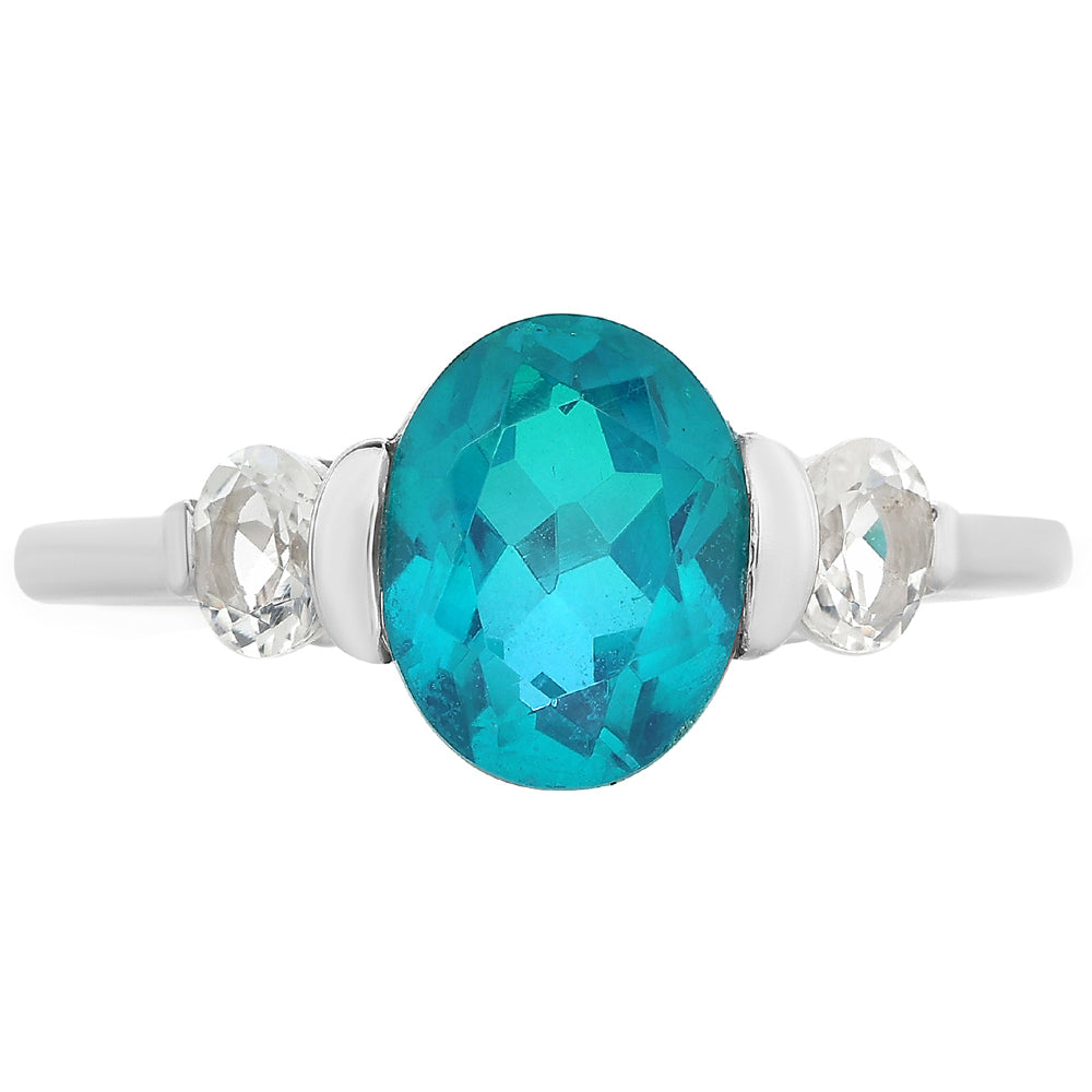 Anillo de Plata con Cuarzo Pavo Real y Topacio Blanco 1 