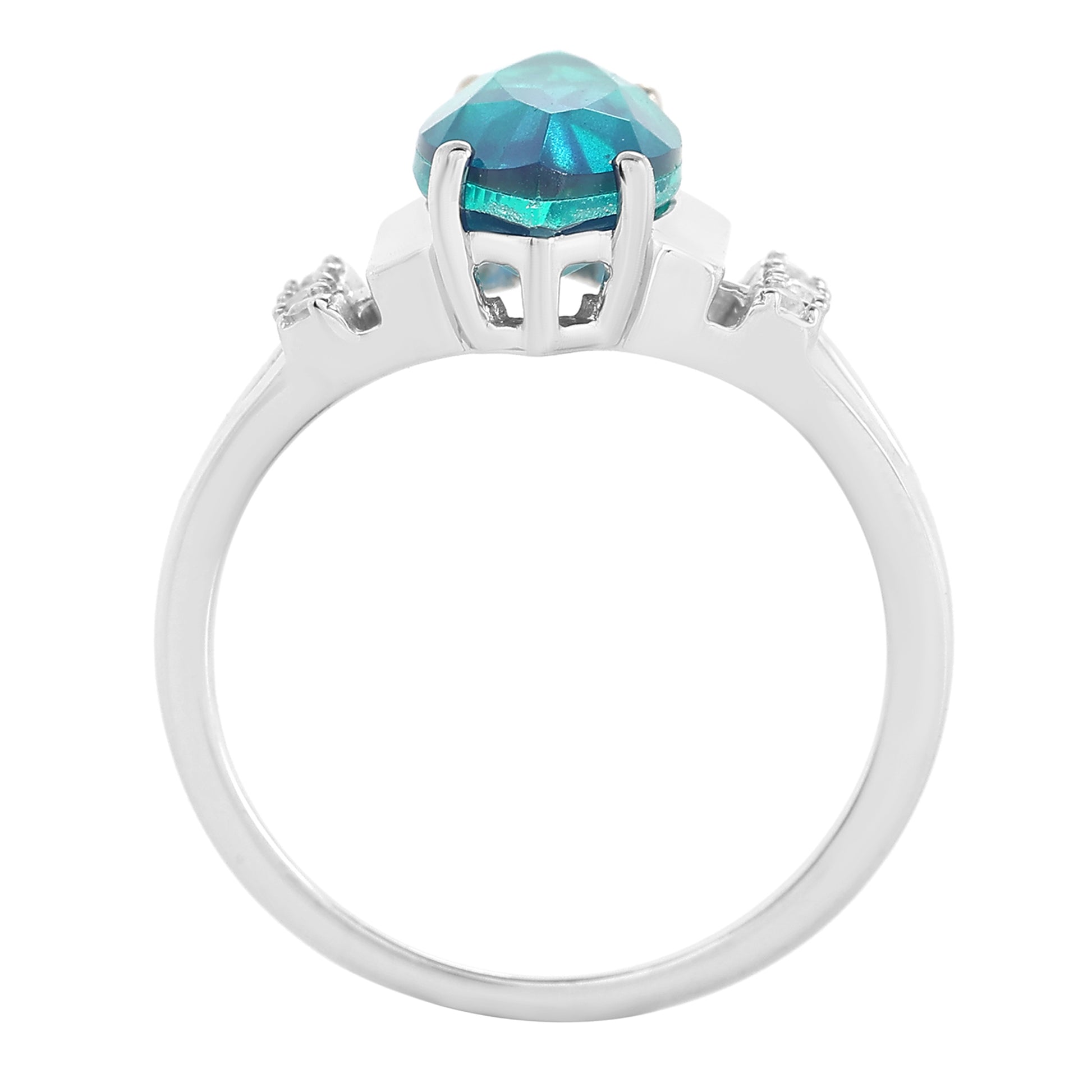 Anillo de Plata con Cuarzo Pavo Real y Topacio Blanco 6 