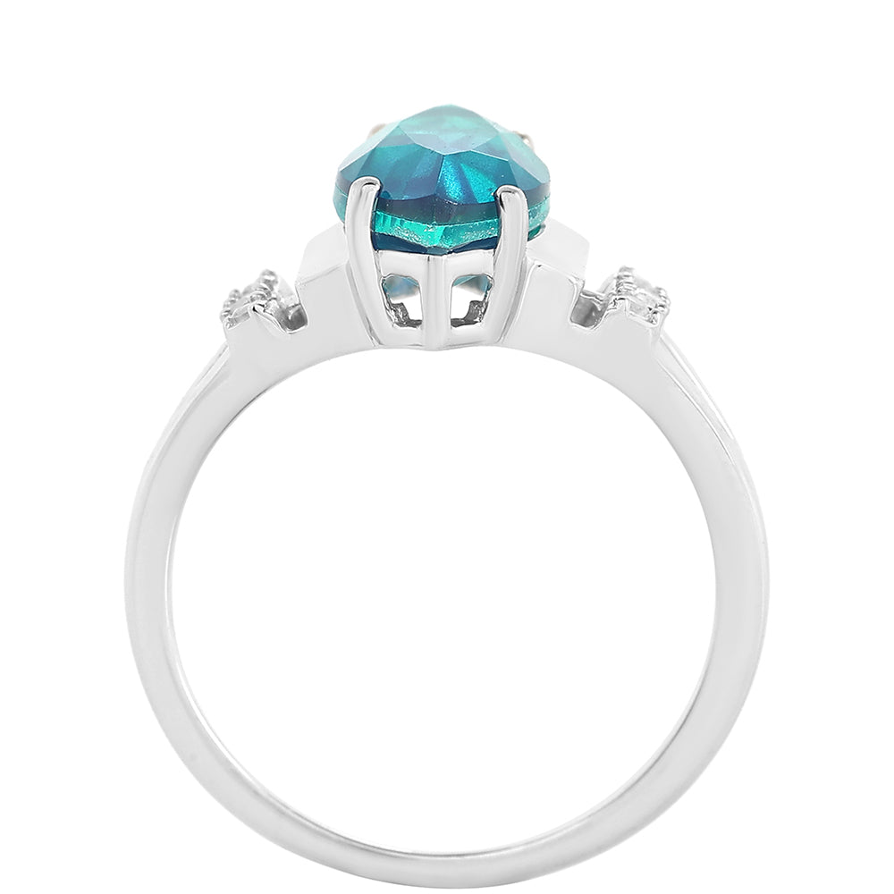 Anillo de Plata con Cuarzo Pavo Real y Topacio Blanco