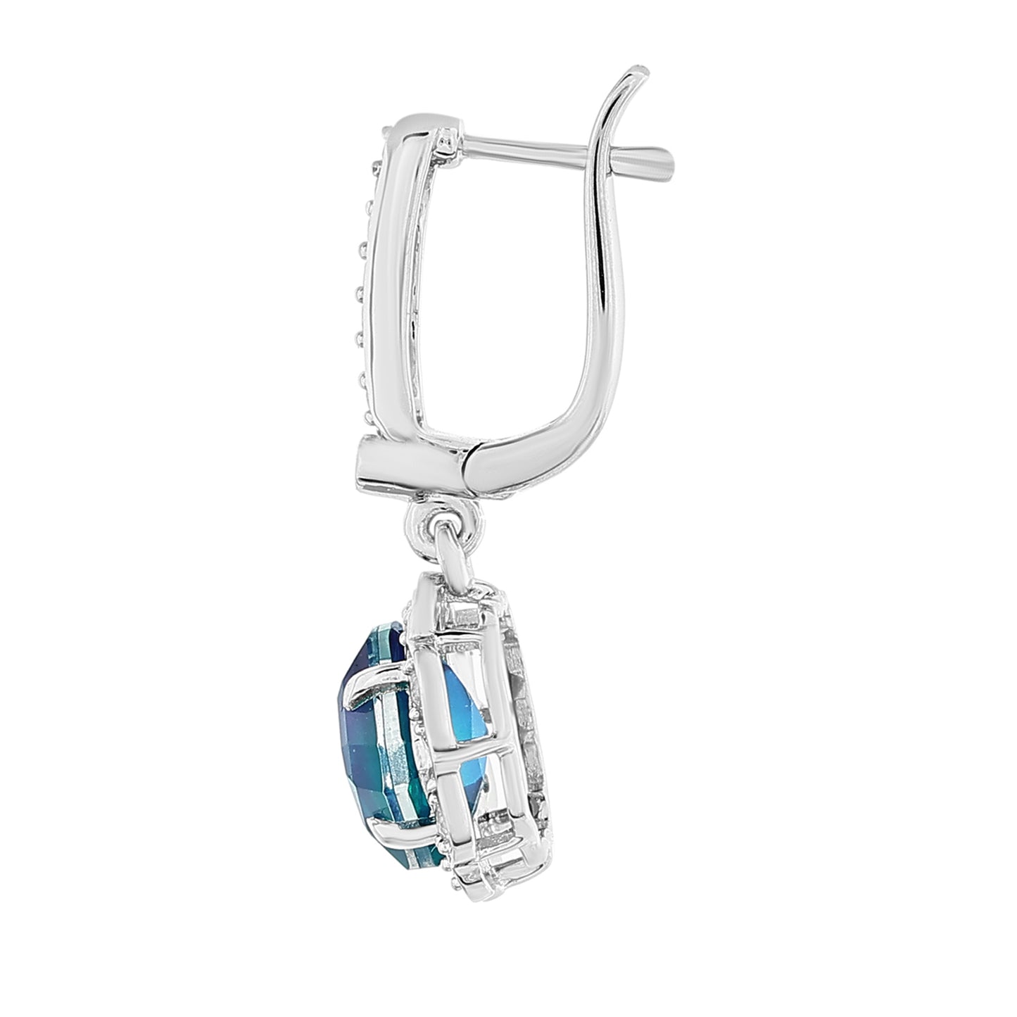 Pendientes de Plata con Cuarzo Pavo Real y Topacio Blanco