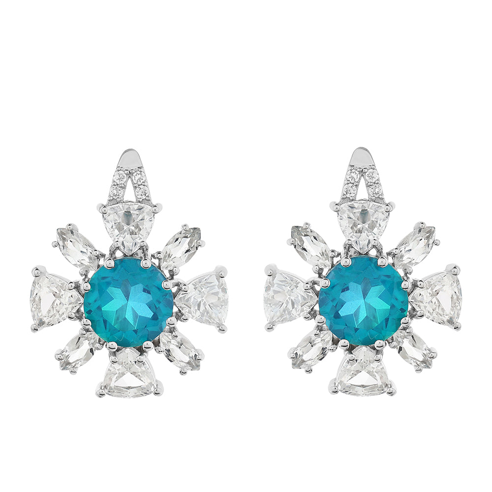 Pendientes de Plata con Cuarzo Pavo Real y Topacio Blanco 1 