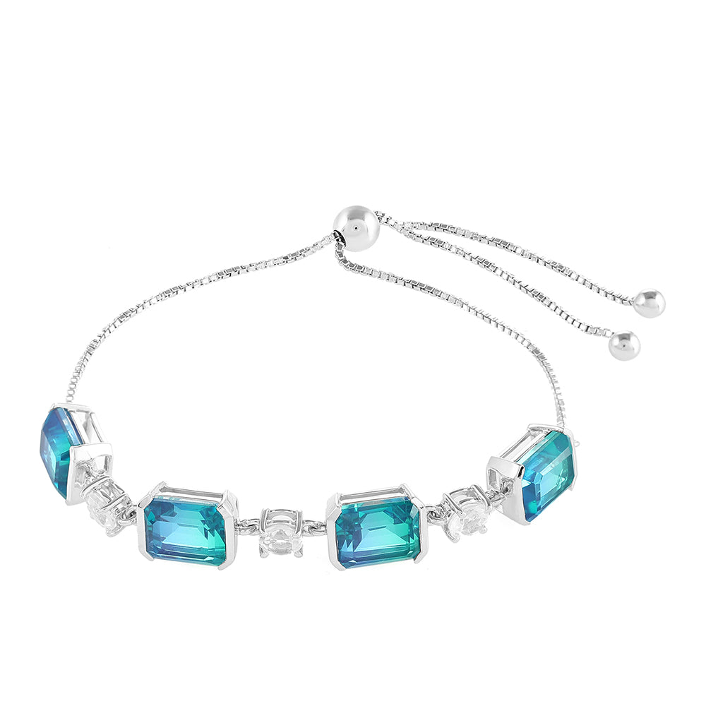 Pulsera de Plata con Cuarzo Pavo Real y Topacio Blanco 1 