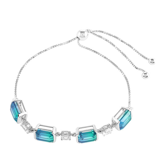 Pulsera de Plata con Cuarzo Pavo Real y Topacio Blanco