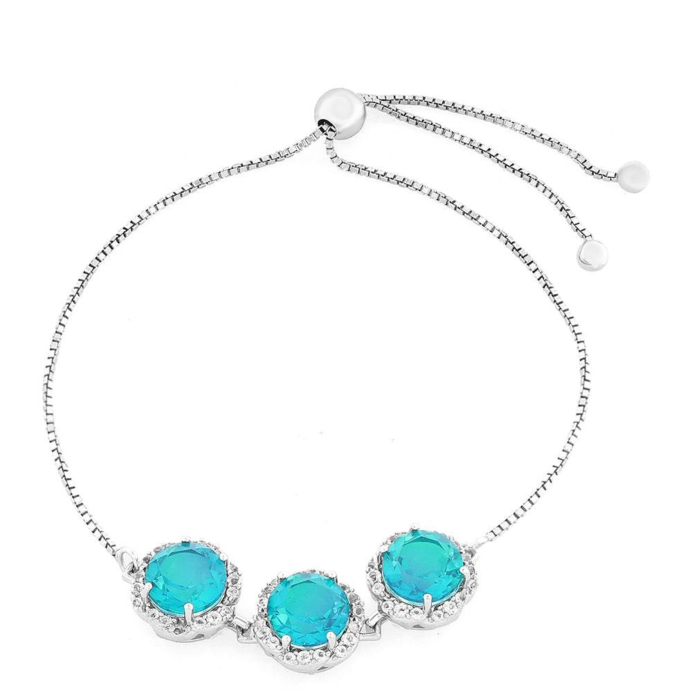 Pulsera de Plata con Cuarzo Pavo Real y Topacio Blanco 1 