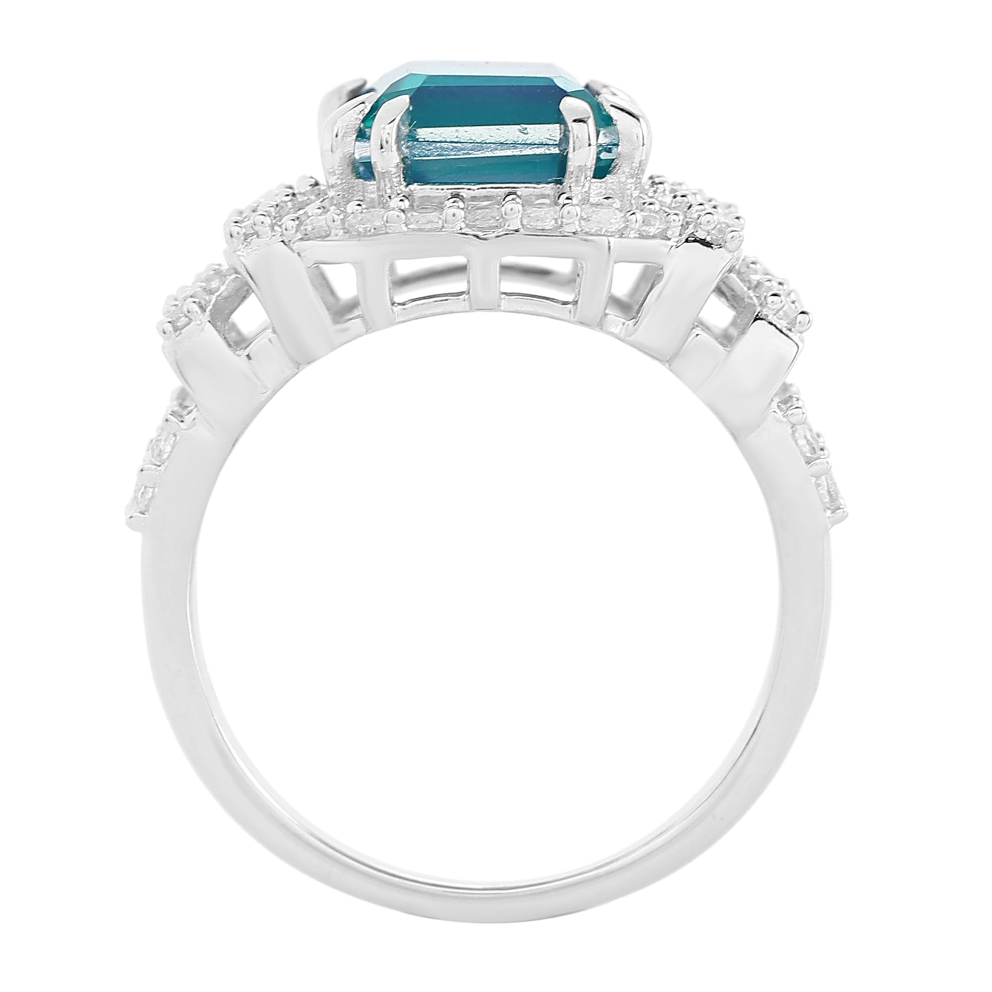 Anillo de Plata con Cuarzo Pavo Real y Topacio Blanco 6 