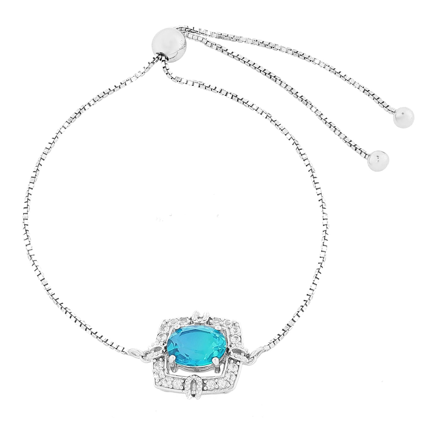 Pulsera de Plata con Cuarzo Pavo Real y Topacio Blanco