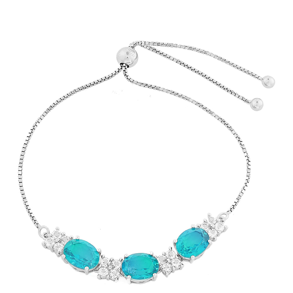 Pulsera de Plata con Cuarzo Pavo Real y Topacio Blanco 1 