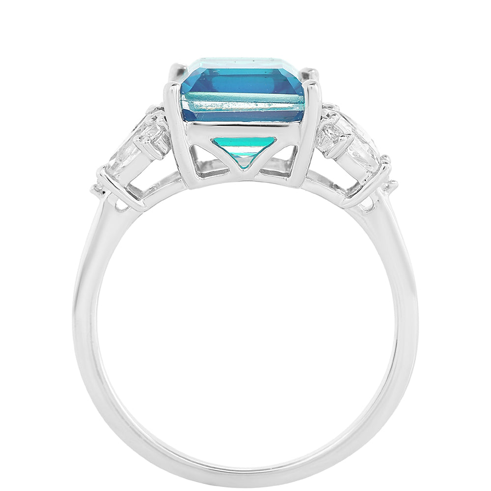 Anillo de Plata con Cuarzo Pavo Real y Topacio Blanco
