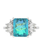 Anillo de Plata con Cuarzo Pavo Real y Topacio Blanco