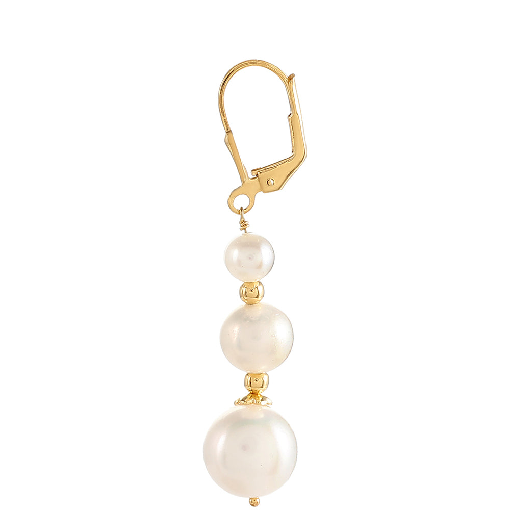 Conjunto de Plata Bañada en Oro con Perla Barroca Cultivada de Agua Dulce ( Collar +Pendientes )