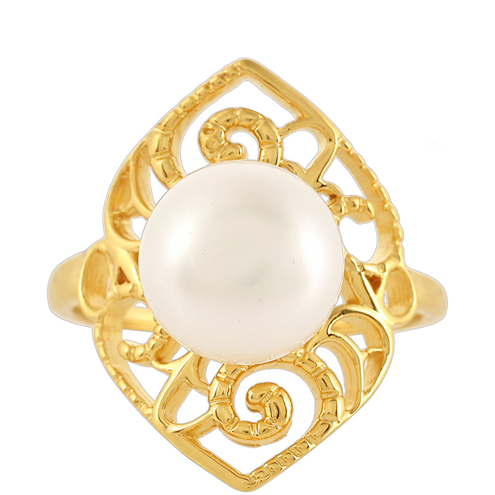 Anillo de Plata Bañada en Oro con Perla Barroca Cultivada de Agua Dulce 1 