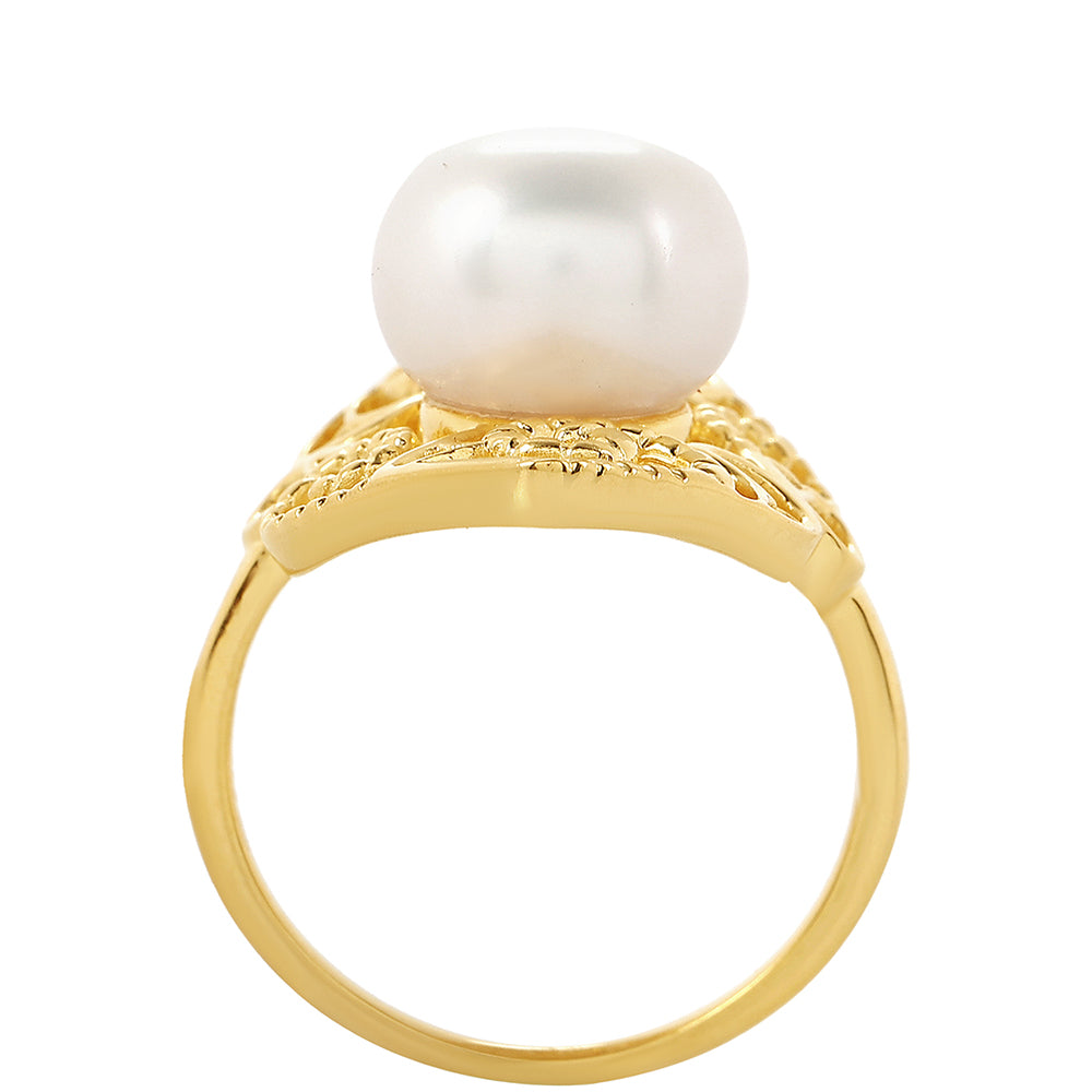 Anillo de Plata Bañada en Oro con Perla Barroca Cultivada de Agua Dulce 3 