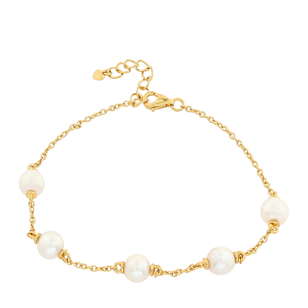 Pulsera de Plata Bañada en Oro con Perla Barroca Cultivada de Agua Dulce 1 