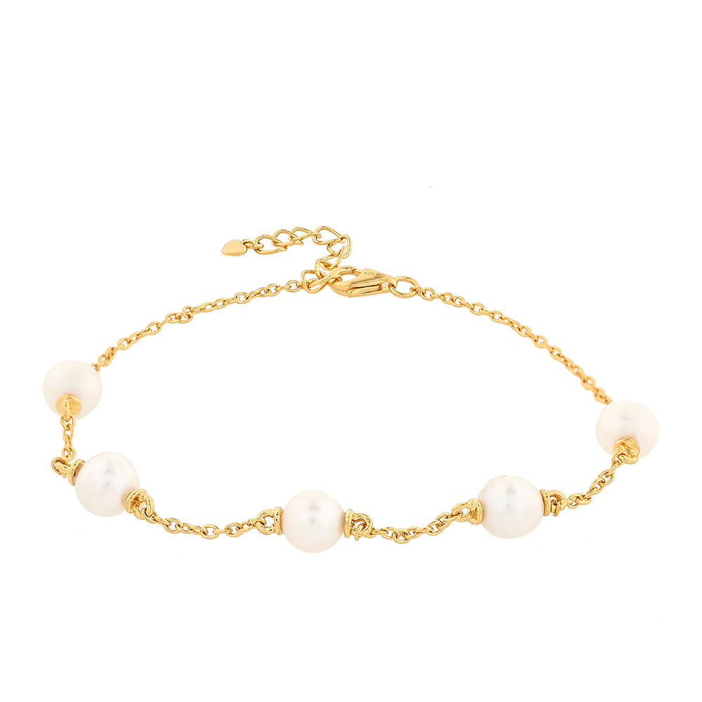 Pulsera de Plata Bañada en Oro con Perla Barroca Cultivada de Agua Dulce