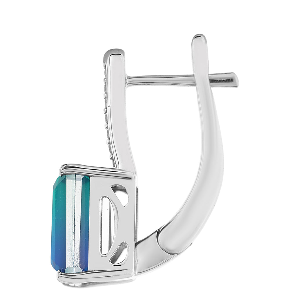 Pendientes de Plata con Cuarzo Pavo Real y Topacio Blanco 2 