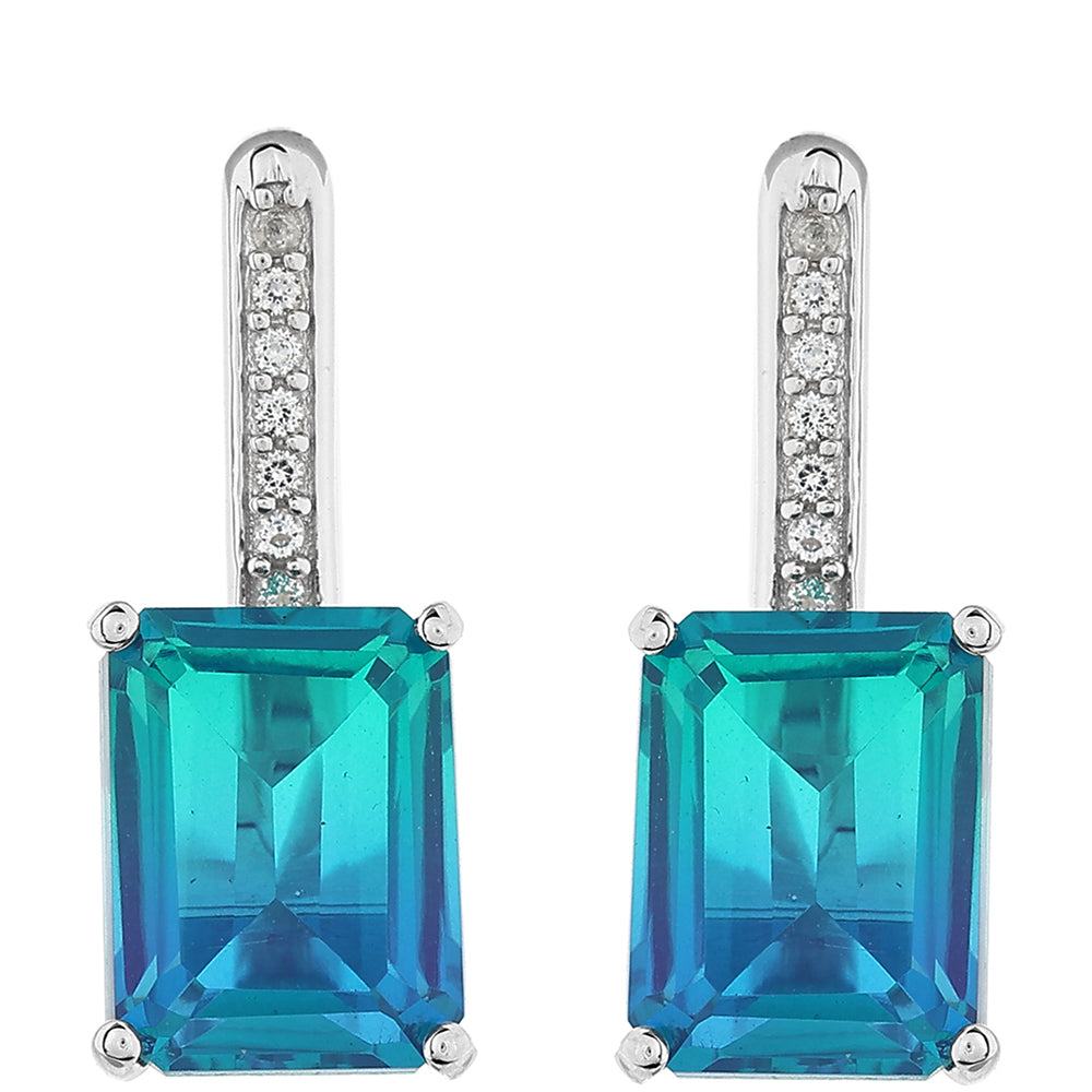 Pendientes de Plata con Cuarzo Pavo Real y Topacio Blanco 1 