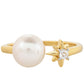 Anillo de Plata Bañada en Oro con Perla Barroca Cultivada de Agua Dulce y Topacio Blanco