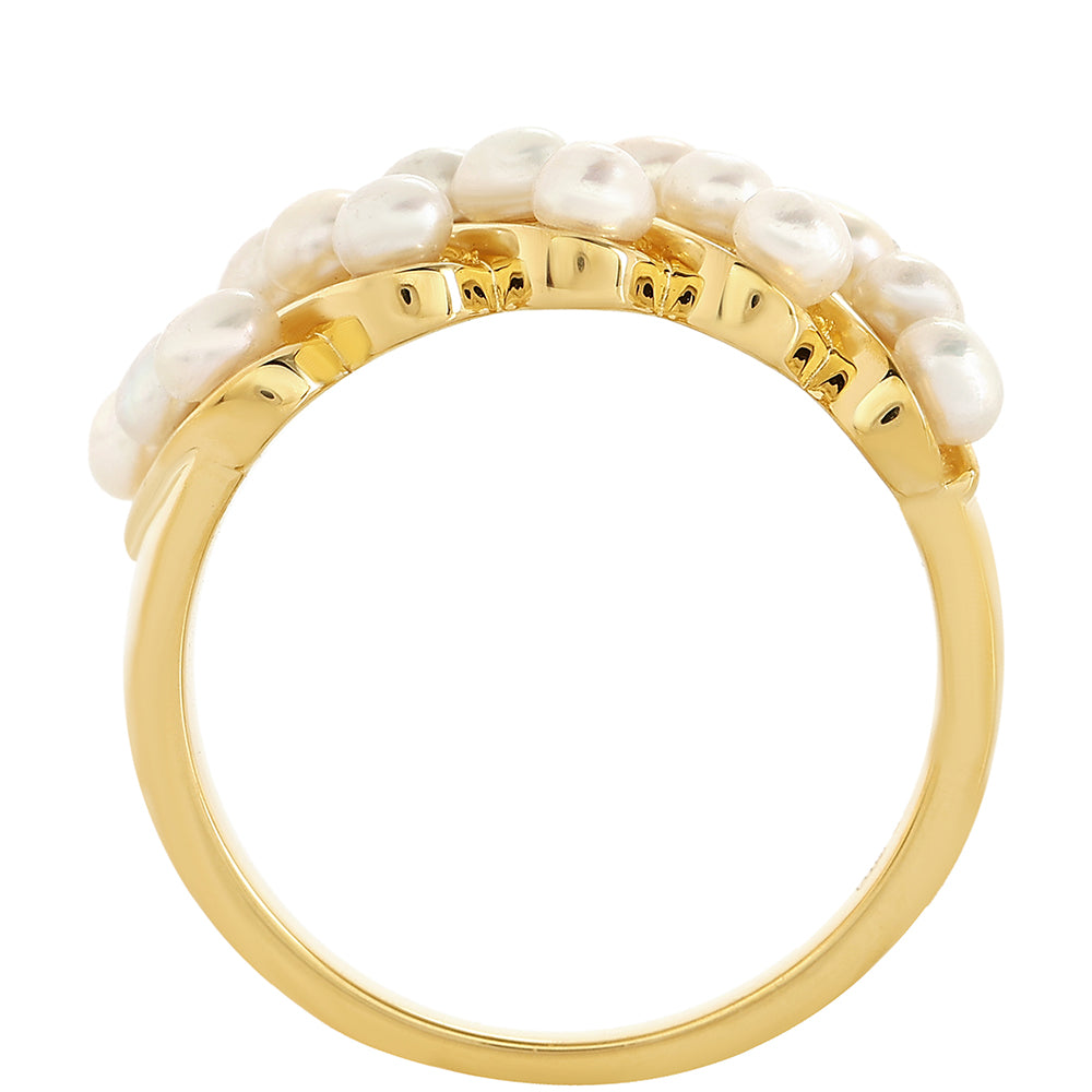 Anillo de Plata Bañada en Oro con Perla Barroca Cultivada de Agua Dulce