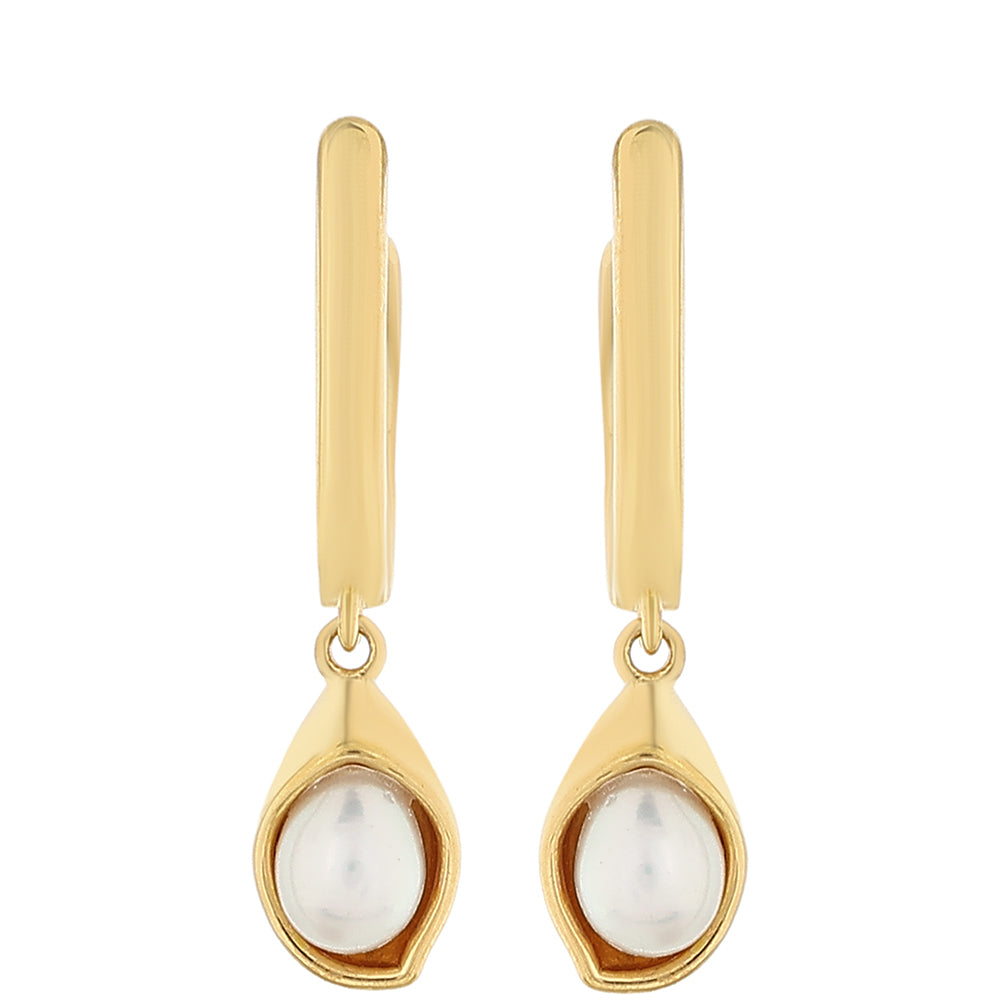 Pendientes de Plata Bañada en Oro con Perla Barroca Cultivada de Agua Dulce 1 