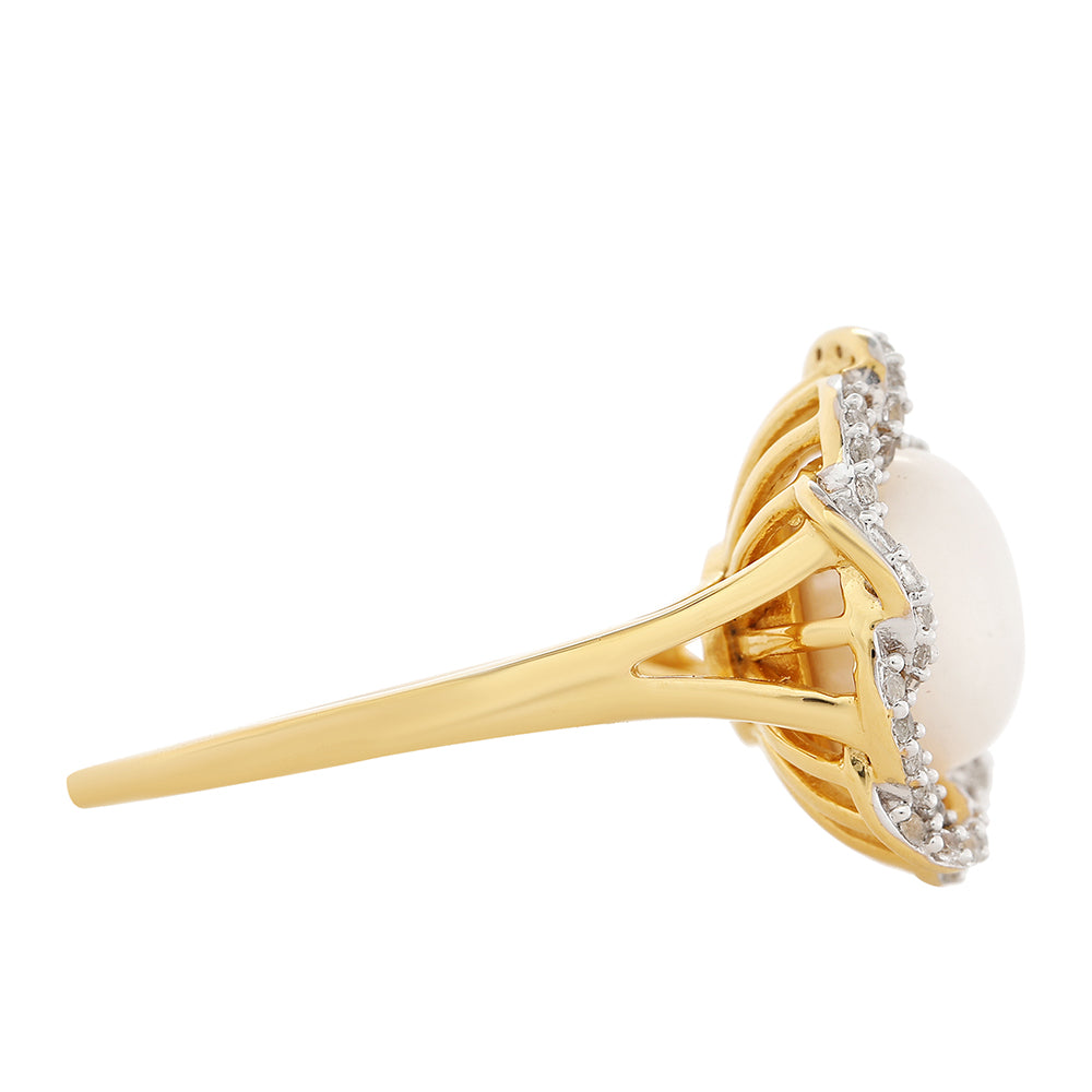 Anillo de Plata Bañada en Oro con Perla Barroca Cultivada de Agua Dulce y Topacio Blanco 2 