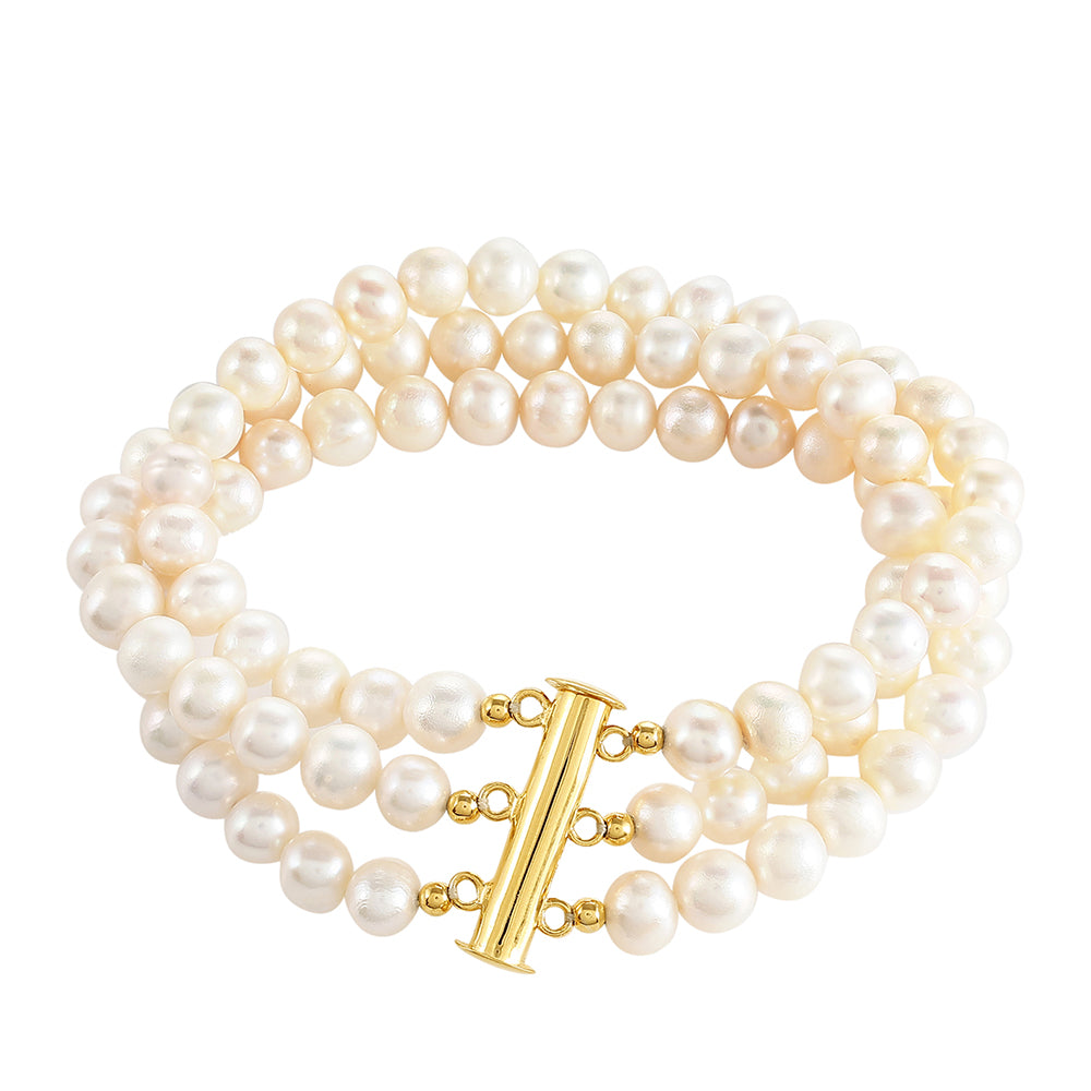 Pulsera de Plata Bañada en Oro con Perla Barroca Cultivada de Agua Dulce 3 