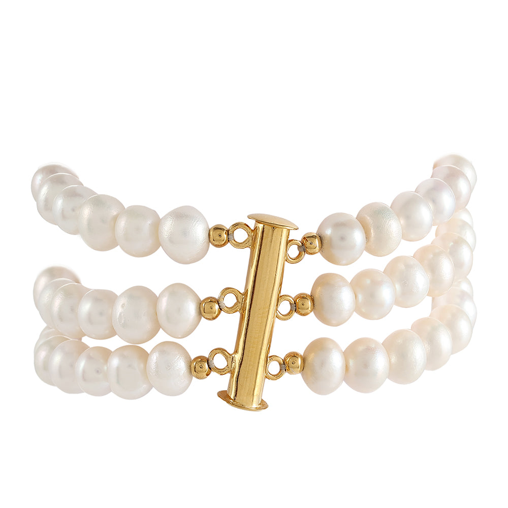 Pulsera de Plata Bañada en Oro con Perla Barroca Cultivada de Agua Dulce 4 