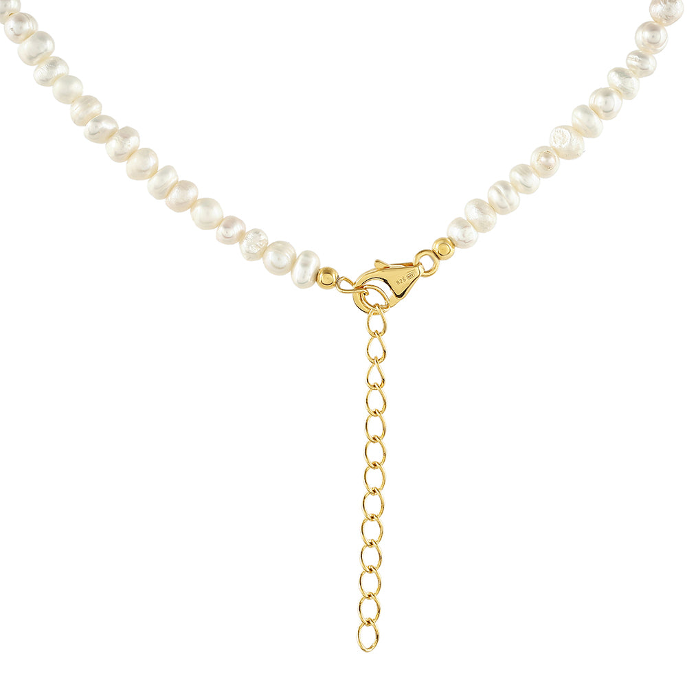 Collar de Plata Bañada en Oro con Perla Barroca Cultivada de Agua Dulce