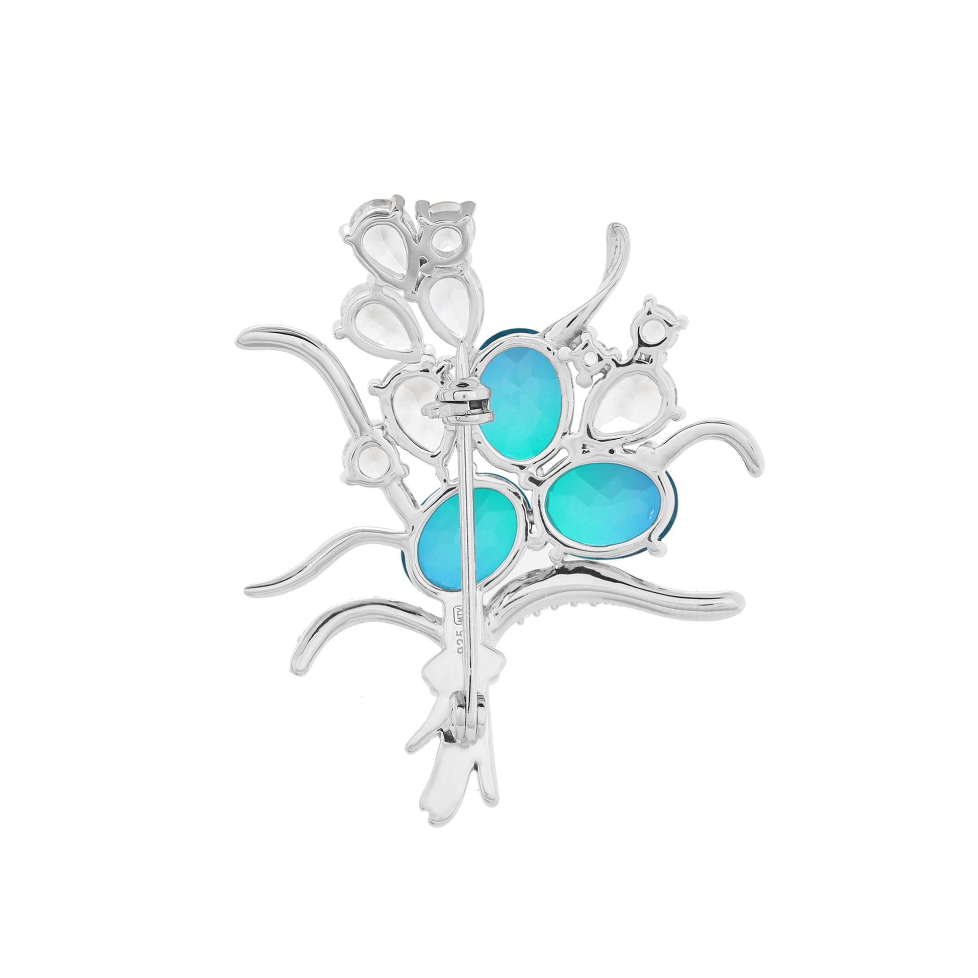 Broche de Plata con Cuarzo Pavo Real y Topacio Blanco 4 