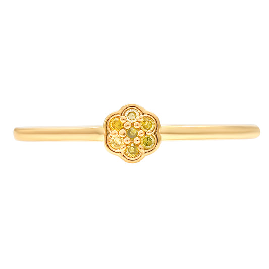 Anillo de Plata Bañada en Oro con Diamante Verde Veronés