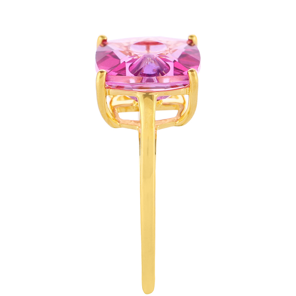 Anillo de Plata Bañada en Oro con Tanzanita y Topacio Rosa Místico 3 