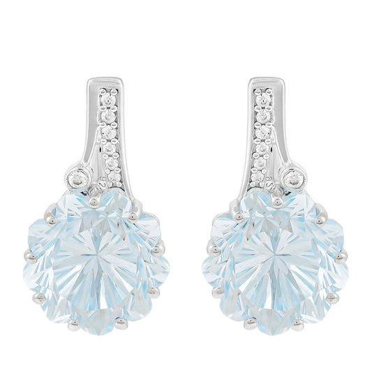 Pendientes de Plata con Topacio Azul Cielo y Zircón natural