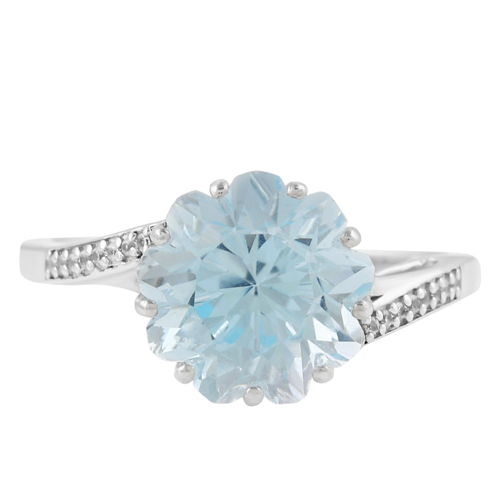 Anillo de Plata con Topacio Azul Cielo y Zircón natural 1 