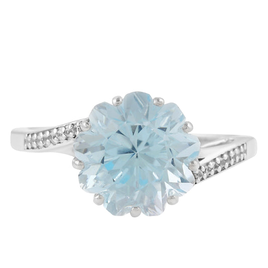 Anillo de Plata con Topacio Azul Cielo y Zircón natural