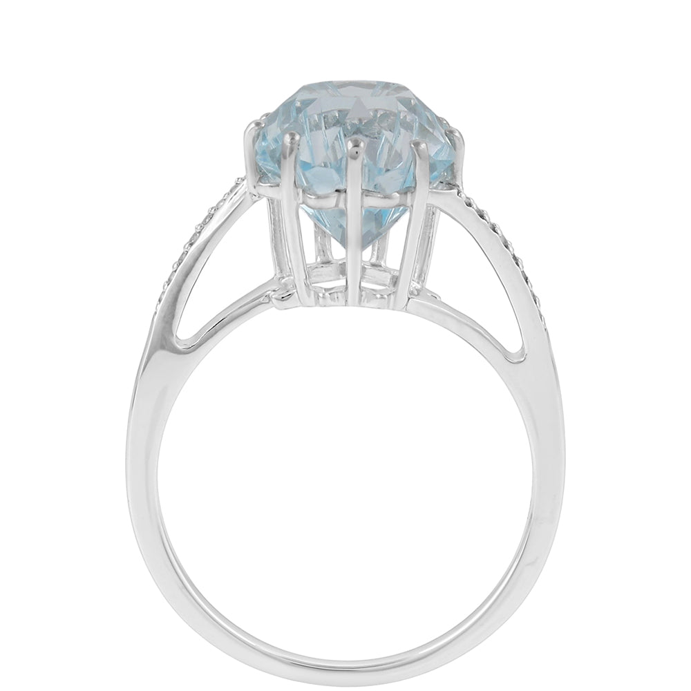 Anillo de Plata con Topacio Azul Cielo y Zircón natural