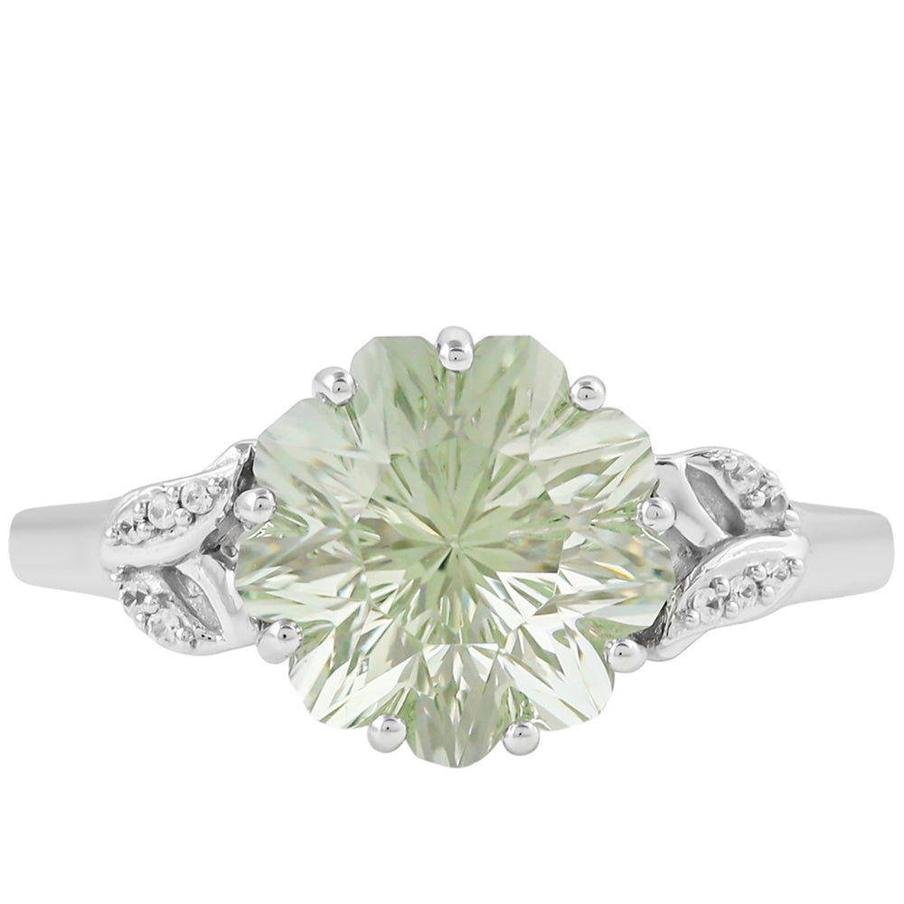 Anillo de Plata con Amatista Verde y Zircón natural 1 