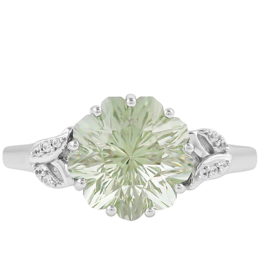 Anillo de Plata con Amatista Verde y Zircón natural