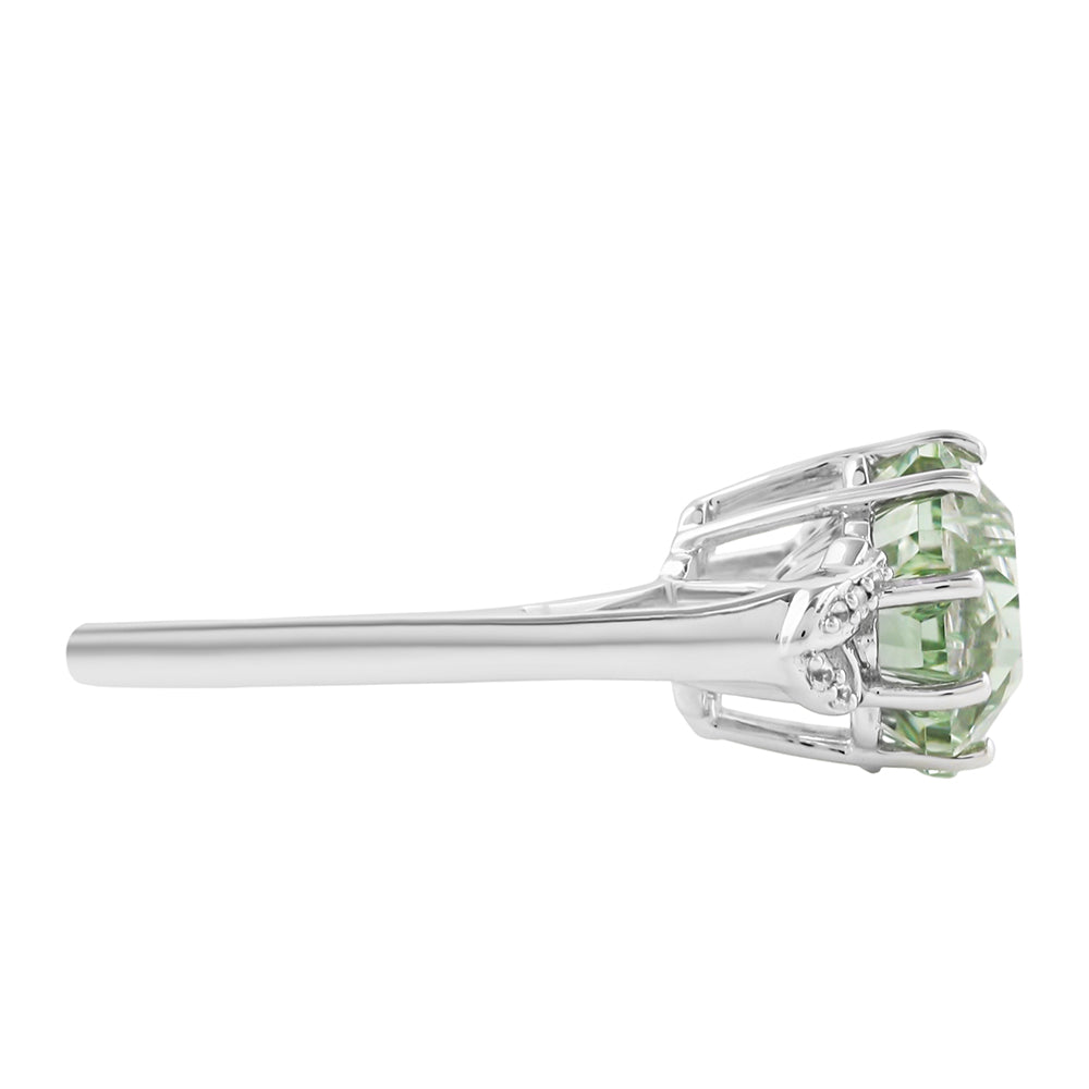 Anillo de Plata con Amatista Verde y Zircón natural