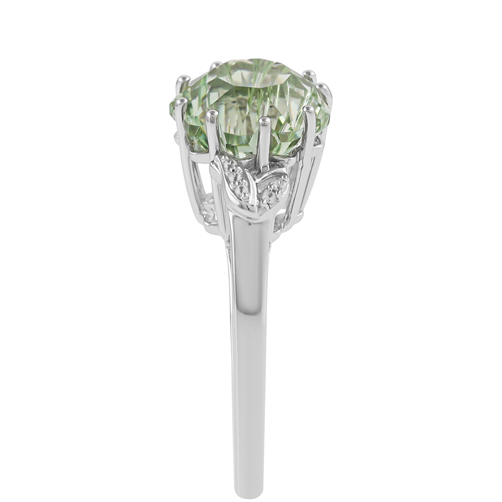 Anillo de Plata con Amatista Verde y Zircón natural 3 