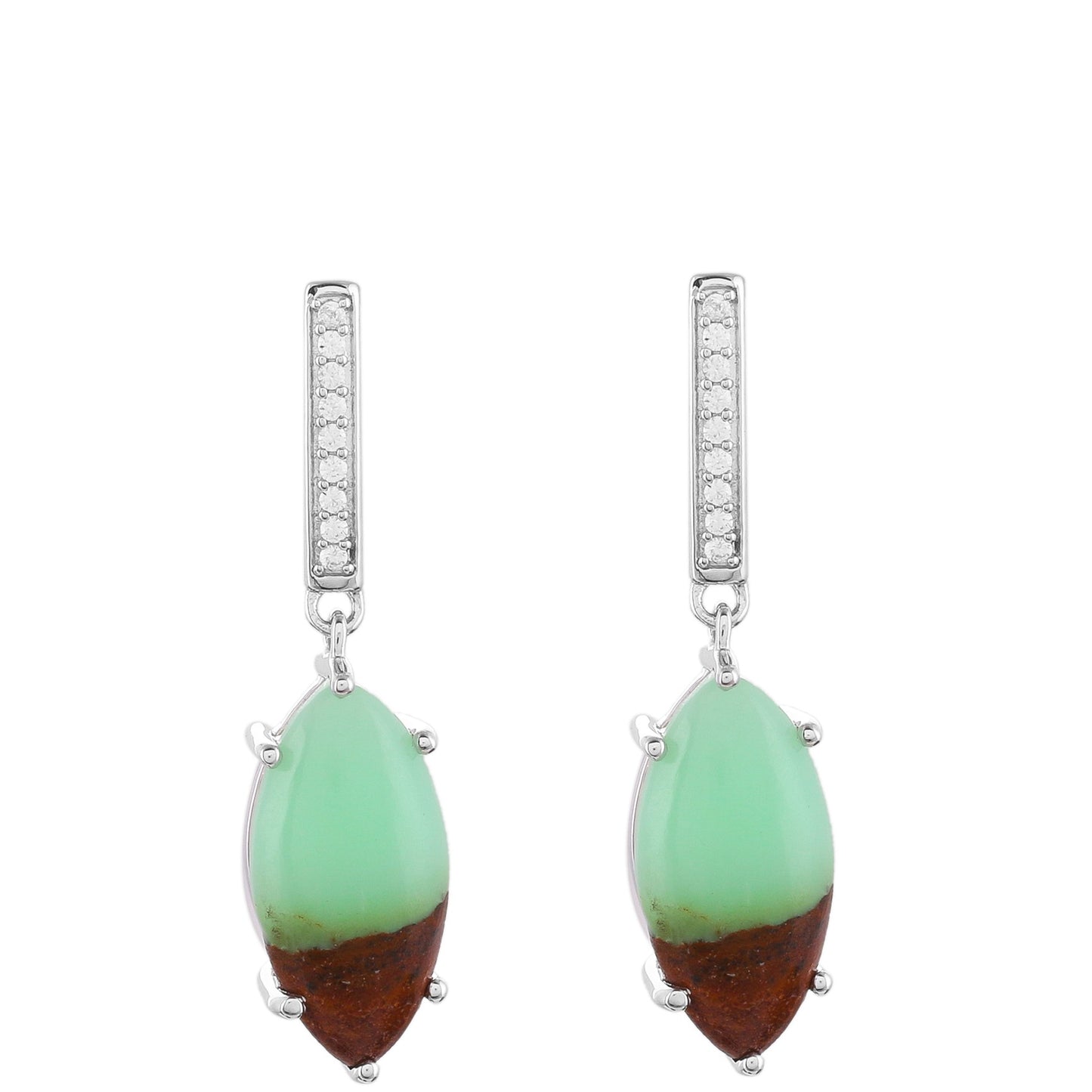 Pendientes de Plata con Crisoprasa y Zircón natural