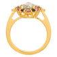 Anillo de Plata Bañada en Oro con Amatista Verde y Turmalina Rosa