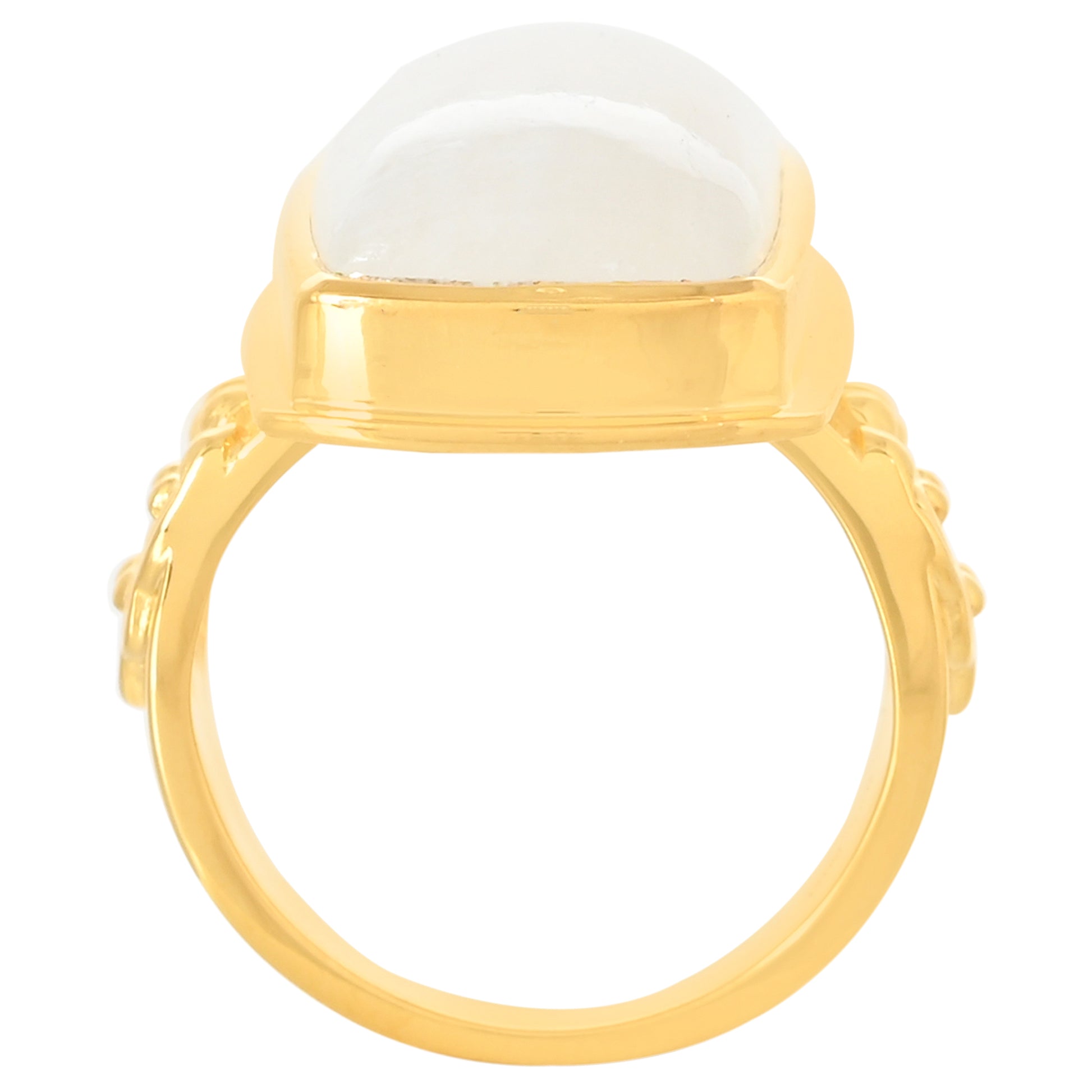 Anillo de Plata Bañada en Oro con Piedra Lunar Arco Iris 4 