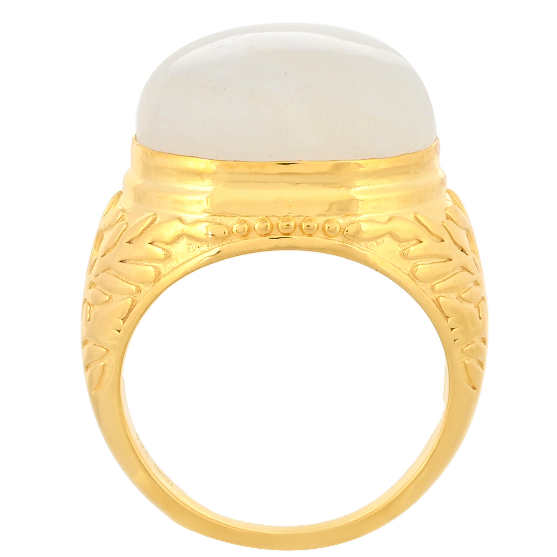 Anillo de Plata Bañada en Oro con Piedra Lunar Arco Iris 4 