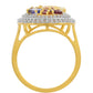 Anillo de Plata Bañada en Oro con Tanzanita y Granate Rodolita