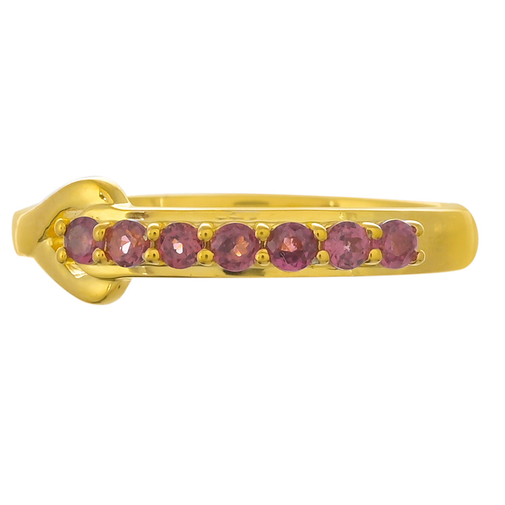 Anillo de Plata Bañada en Oro con Granate Rodolita