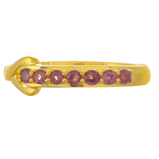 Anillo de Plata Bañada en Oro con Granate Rodolita