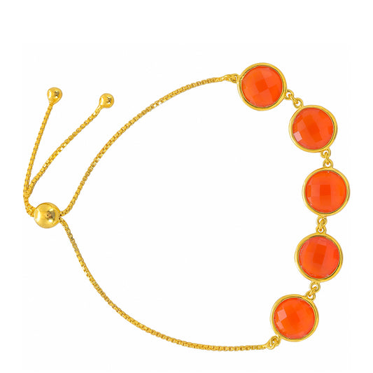 Pulsera de Plata Bañada en Oro con Cornalina
